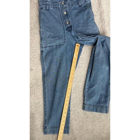 Madewell Size Petite Small Denim Jean Jumpsuit Pant Romper Long Sleeve - Picture 7 of 13